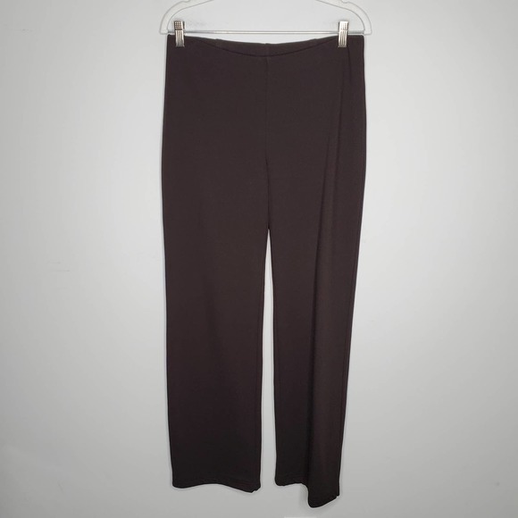 EILEEN FISHER Solid Brown Straight Leg Pull On Pants Sz Small S - Picture 1 of 9